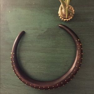 Karen London Brass Studded Wood Choker
